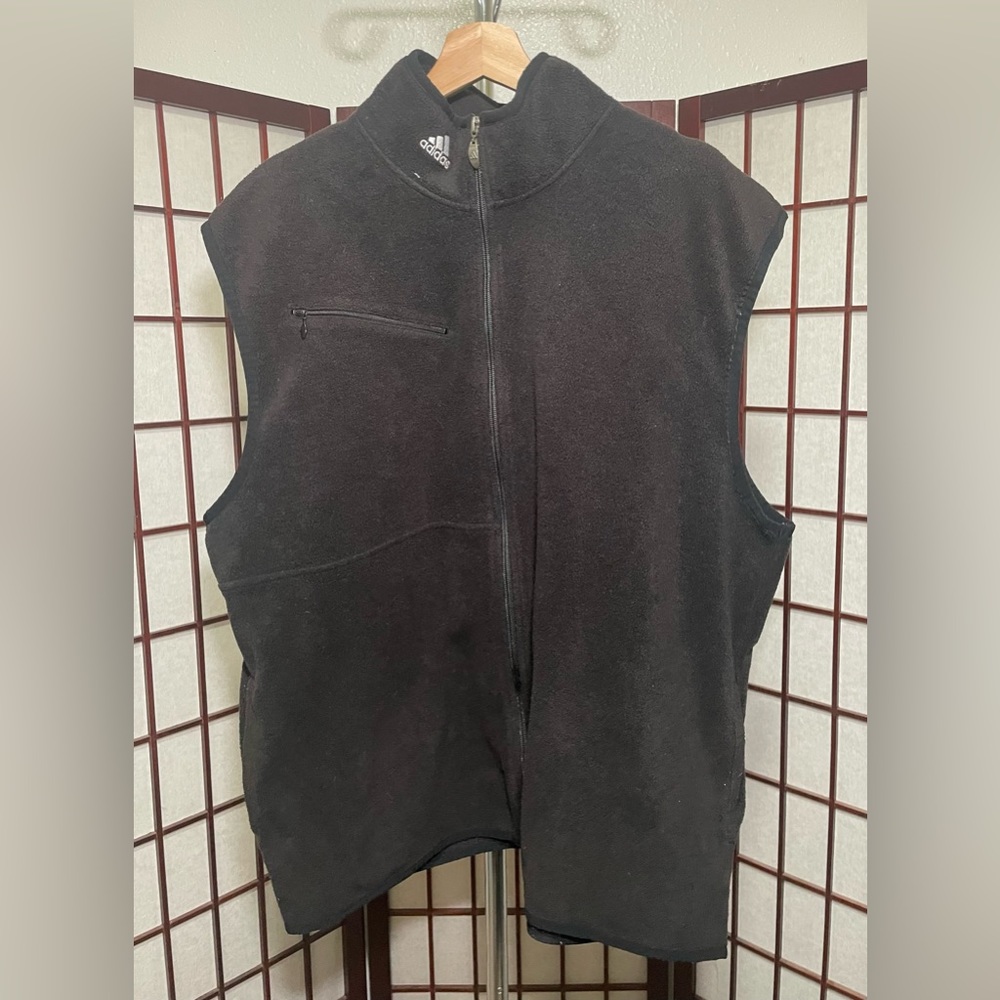 90s-00'S Adidas fleece jacket, men's size XL polyester black type Vintage Second Hand